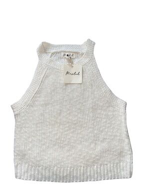 Marled Cream Knit Halter Top